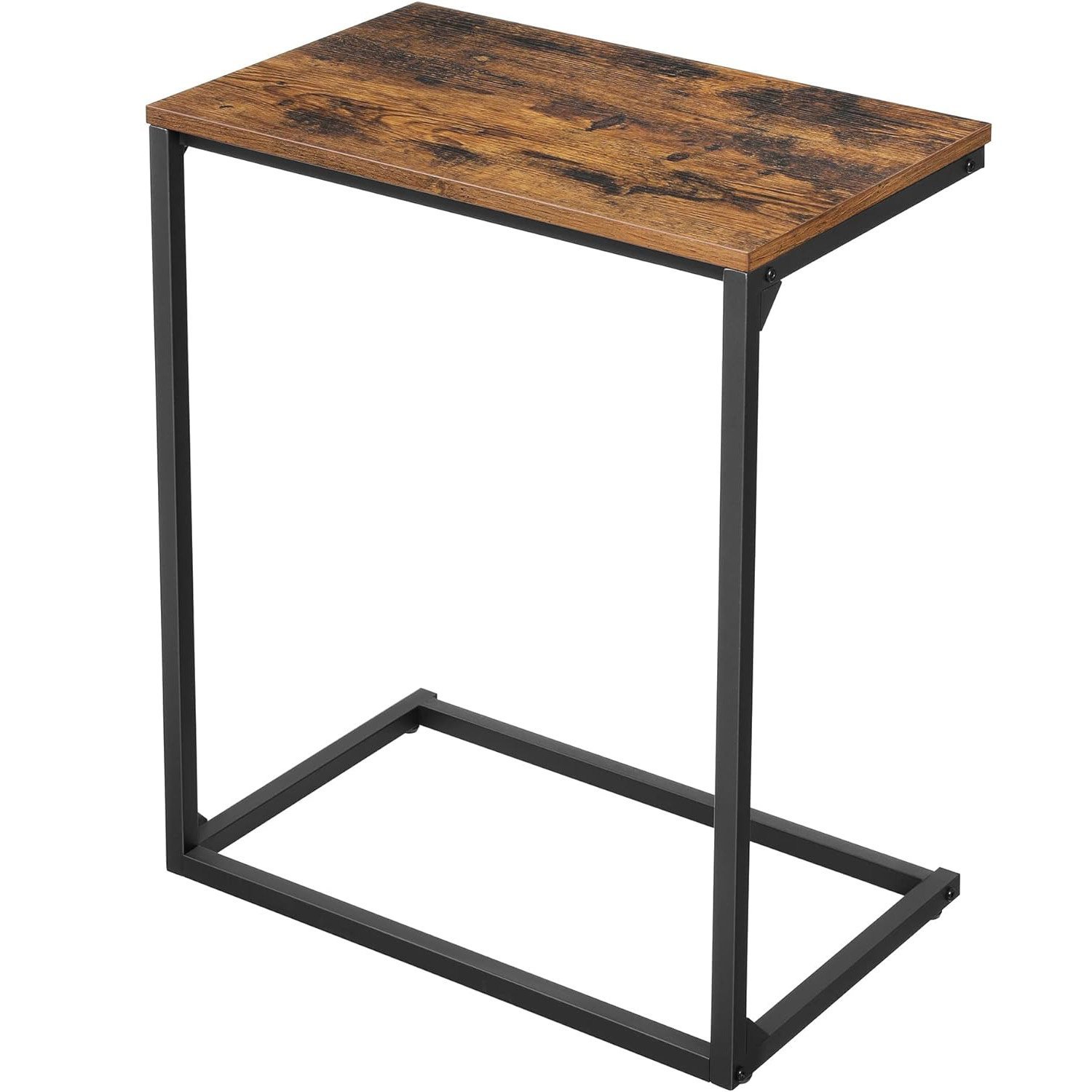 VASAGLE Masa laterala pentru laptop sau servire masa, stil industrial, 55x35x66cm, maro rustic si negru