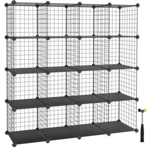 SONGMICS Organizator cu 16 cuburi modulare de depozitare, configurabil, metalic, 123x31x123cm, negru