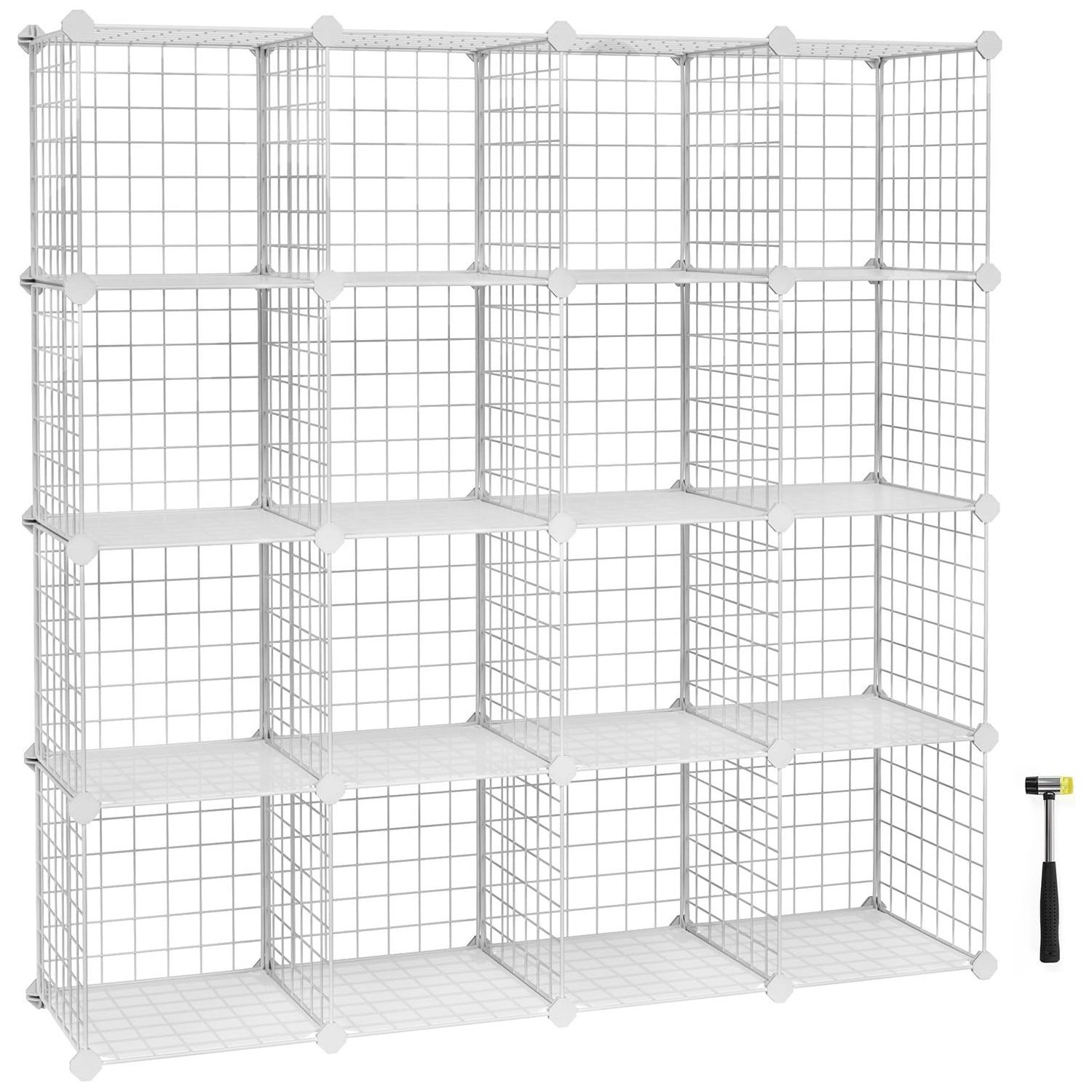 SONGMICS Organizator cu 16 cuburi modulare de depozitare, configurabil, metalic, 123x31x123cm, alb 1 SONGMICS Organizator cu 16 cuburi modulare de depozitare, configurabil, metalic, 123x31x123cm, alb