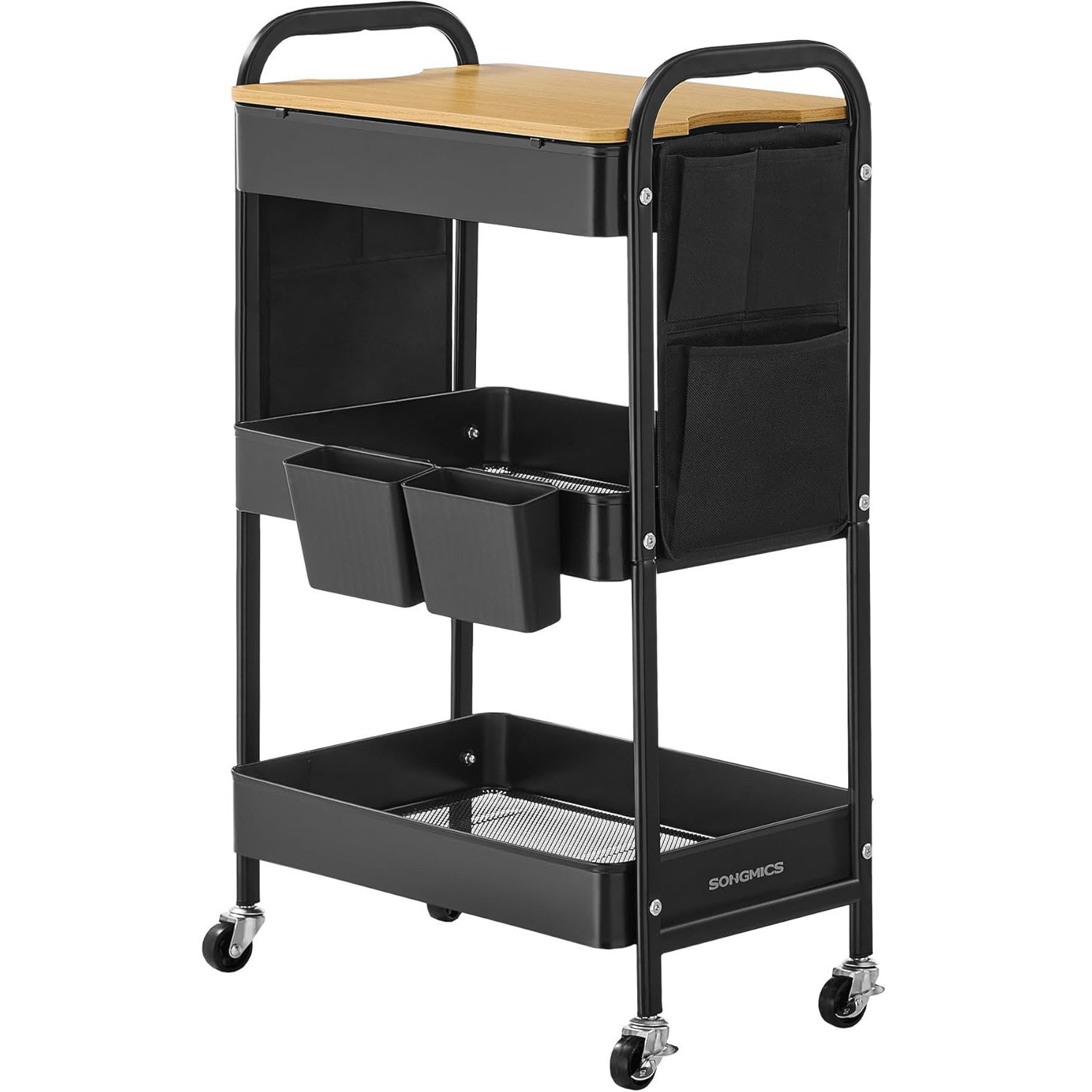 SONGMICS Raft de depozitare mobil tip carucior rulant, pentru baie sau bucatarie, cadru otel cu blat MDF, 31x44x74 cm, negru 1 SONGMICS Raft de depozitare mobil tip carucior rulant, pentru baie sau bucatarie, cadru otel cu blat MDF, 31x44x74 cm, negru