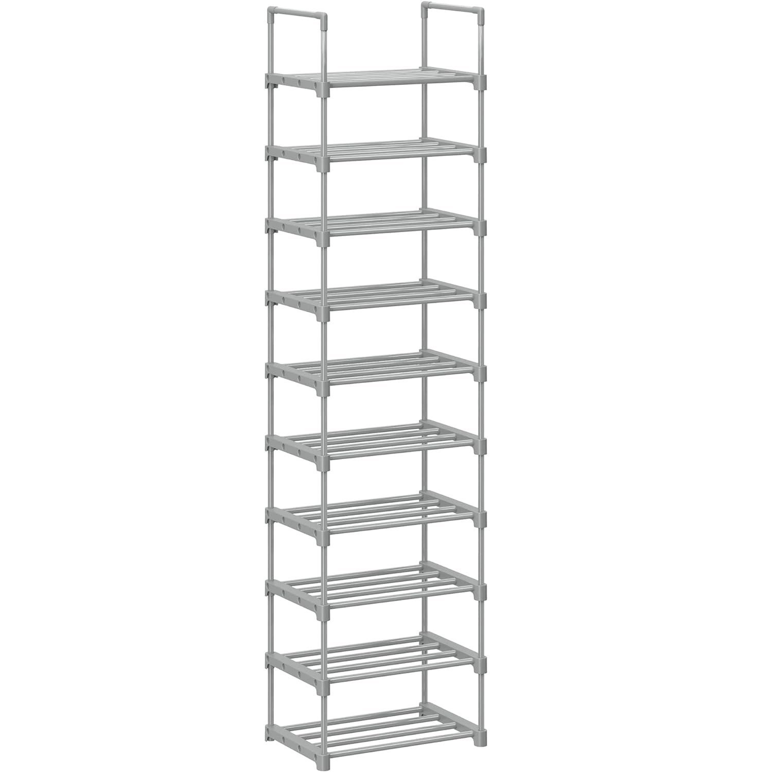 SONGMICS Suport pentru pantofi, cadru metalic cu 10 nivele, design personalizabil, 30x45x174cm, gri