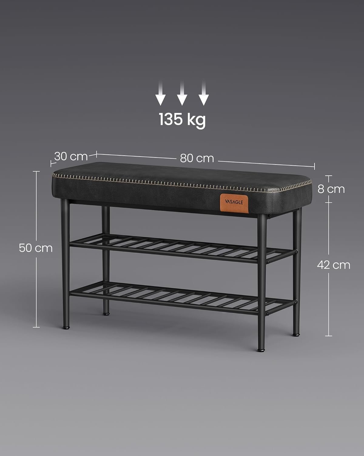 vasagle banca pentru pantofi ekho cu spatiu depozitare, sezut tapitat pu cu cusaturi, 80x30x50 cm, negru 2 VASAGLE Banca pentru pantofi EKHO cu spatiu depozitare, sezut tapitat PU cu cusaturi, 80x30x50 cm, negru - imagine 2
