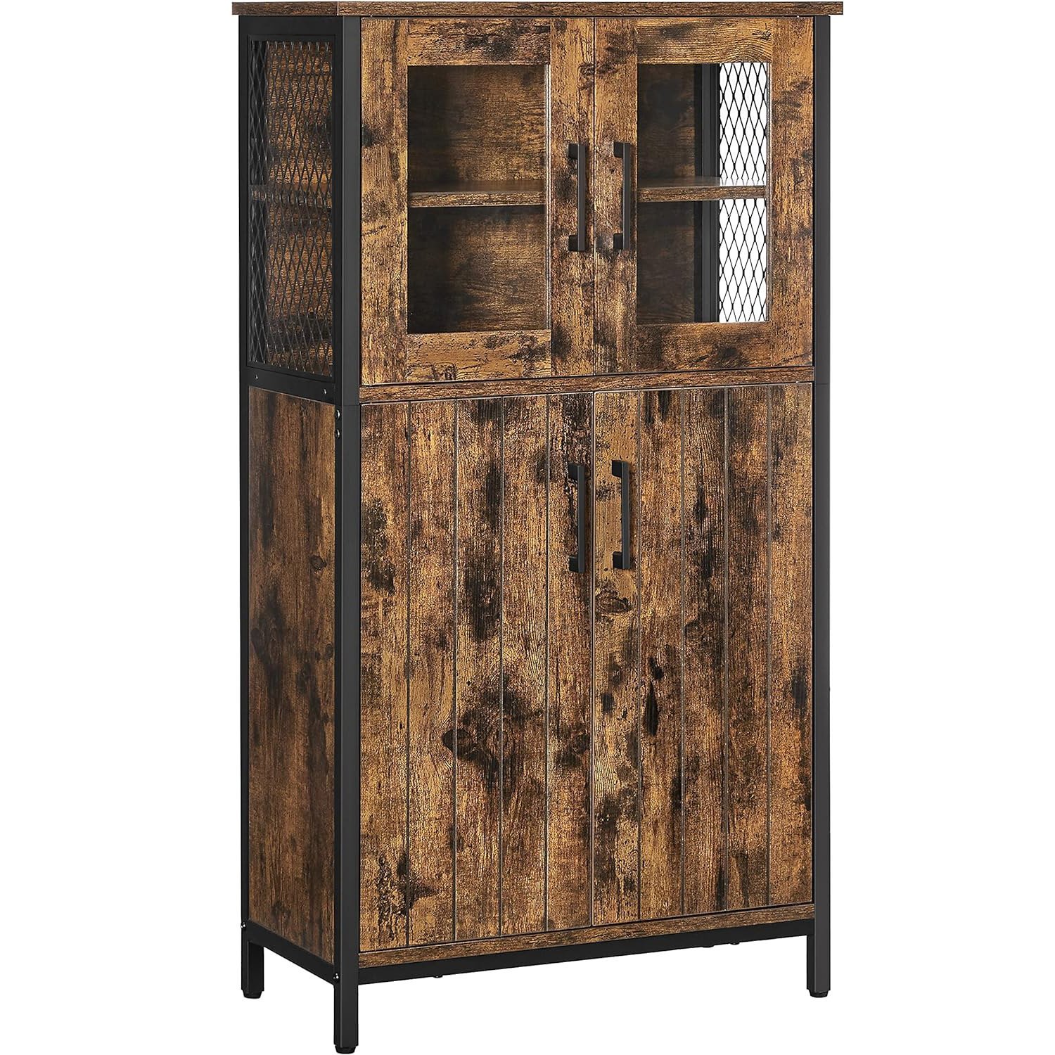 VASAGLE Dulap multifunctional pentru baie, stil industrial, 60x30x108cm, maro rustic si negru 1 VASAGLE Dulap multifunctional pentru baie, stil industrial, 60x30x108cm, maro rustic si negru