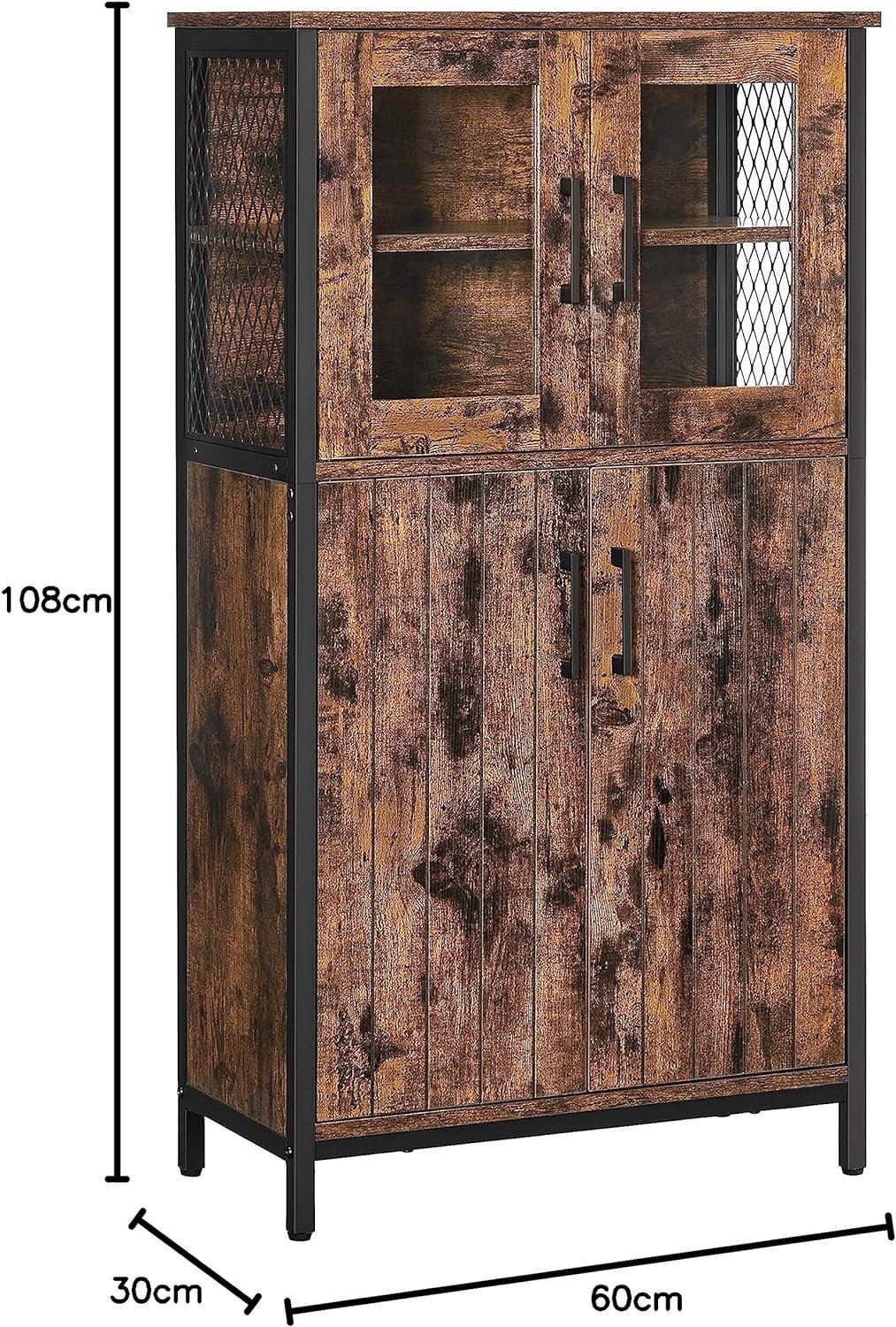 VASAGLE Dulap multifunctional pentru baie, stil industrial, 60x30x108cm, maro rustic si negru 4 VASAGLE Dulap multifunctional pentru baie, stil industrial, 60x30x108cm, maro rustic si negru - imagine 4