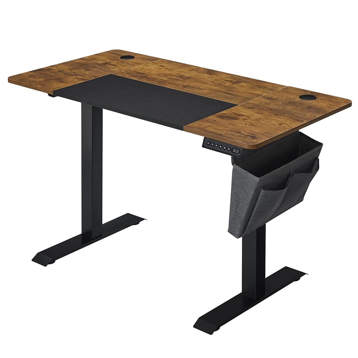 SONGMICS Birou cu reglaj electric pe inaltime, memorie cu 4 inaltimi, 60x120x(72-120)cm, maro rustic