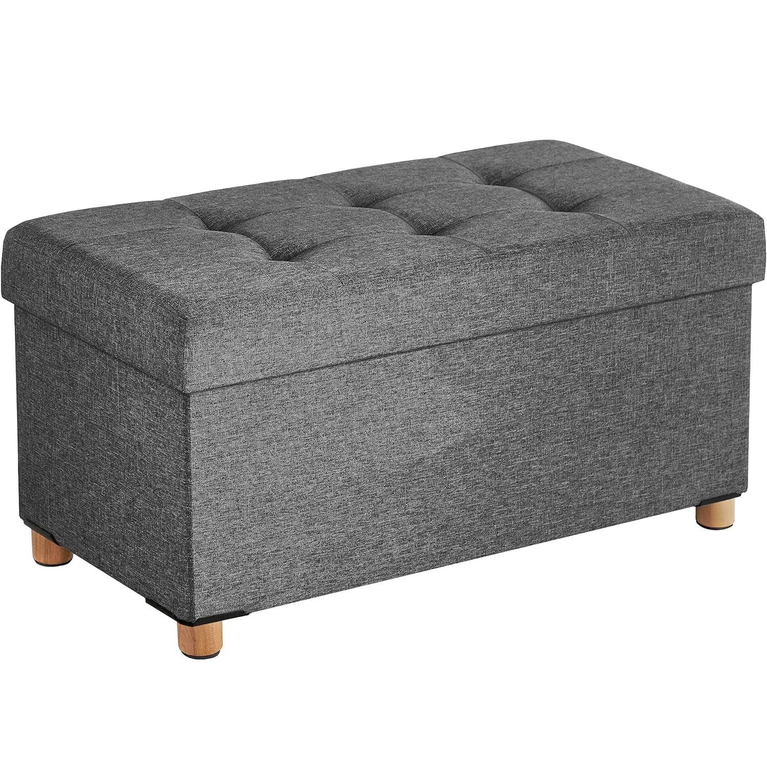 songmics taburet pliabil cu sezut moale, spatiu de depozitare, maxim 300kg, 76x38x40cm, gri inchis 1 SONGMICS Taburet pliabil cu sezut moale, spatiu de depozitare, maxim 300kg, 76x38x40cm, gri inchis
