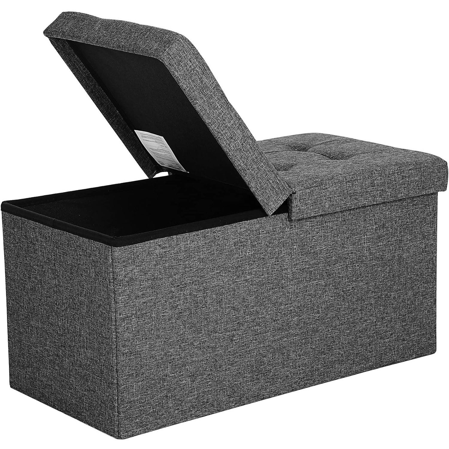 SONGMICS Taburet pliabil cu sezut moale, spatiu de depozitare 80litri, maxim 300kg, 76x38x38cm, gri