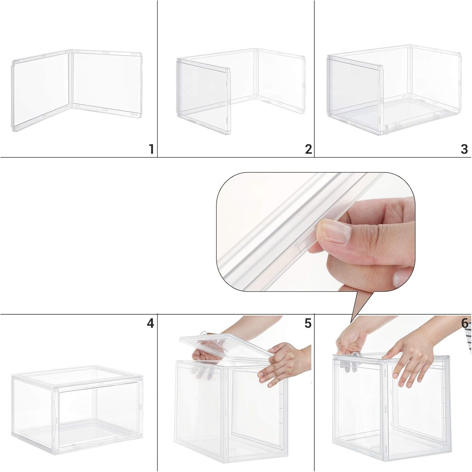 SONGMICS Organizatoare pantofi, transparente cu usa frontala, stivuibile, PVC, 6 cutii x 36x28x22 cm, transparent 2 SONGMICS Organizatoare pantofi, transparente cu usa frontala, stivuibile, PVC, 6 cutii x 36x28x22 cm, transparent - imagine 2