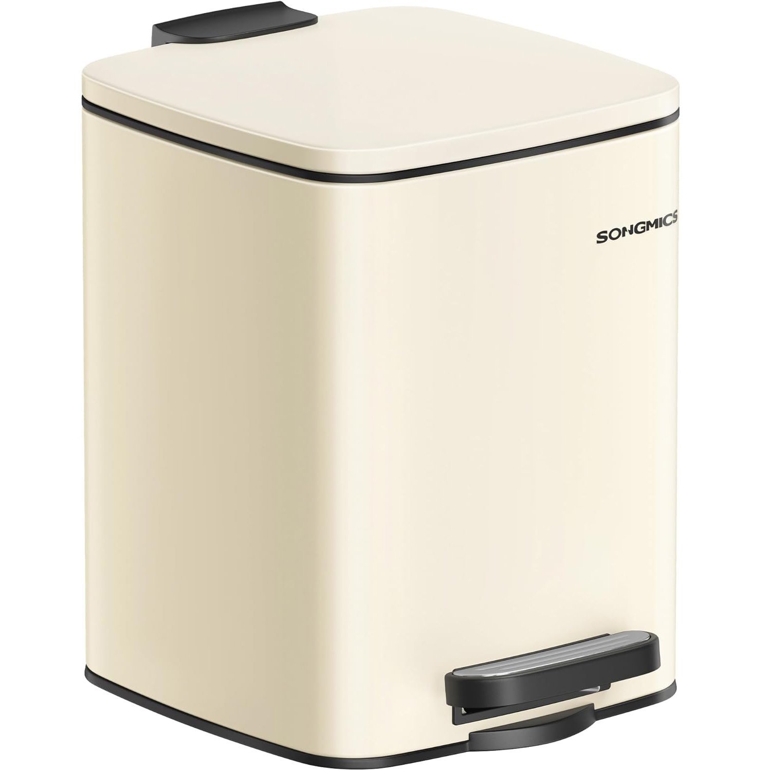 SONGMICS Cos de gunoi pentru baie, cu pedala si soft-close, 6 litri, bej