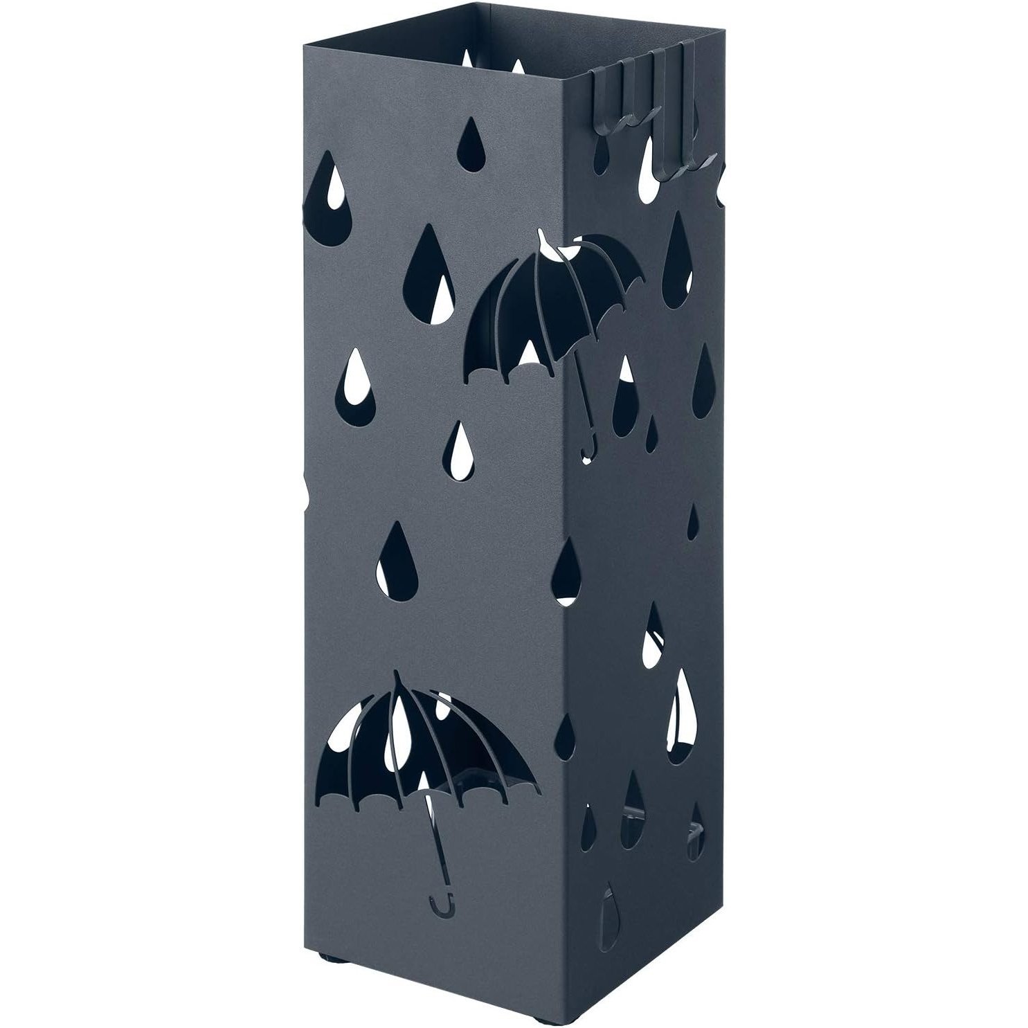 SONGMICS Suport metalic pentru umbrele, cu carlige si tava de picurare, 16x16x49cm, gri