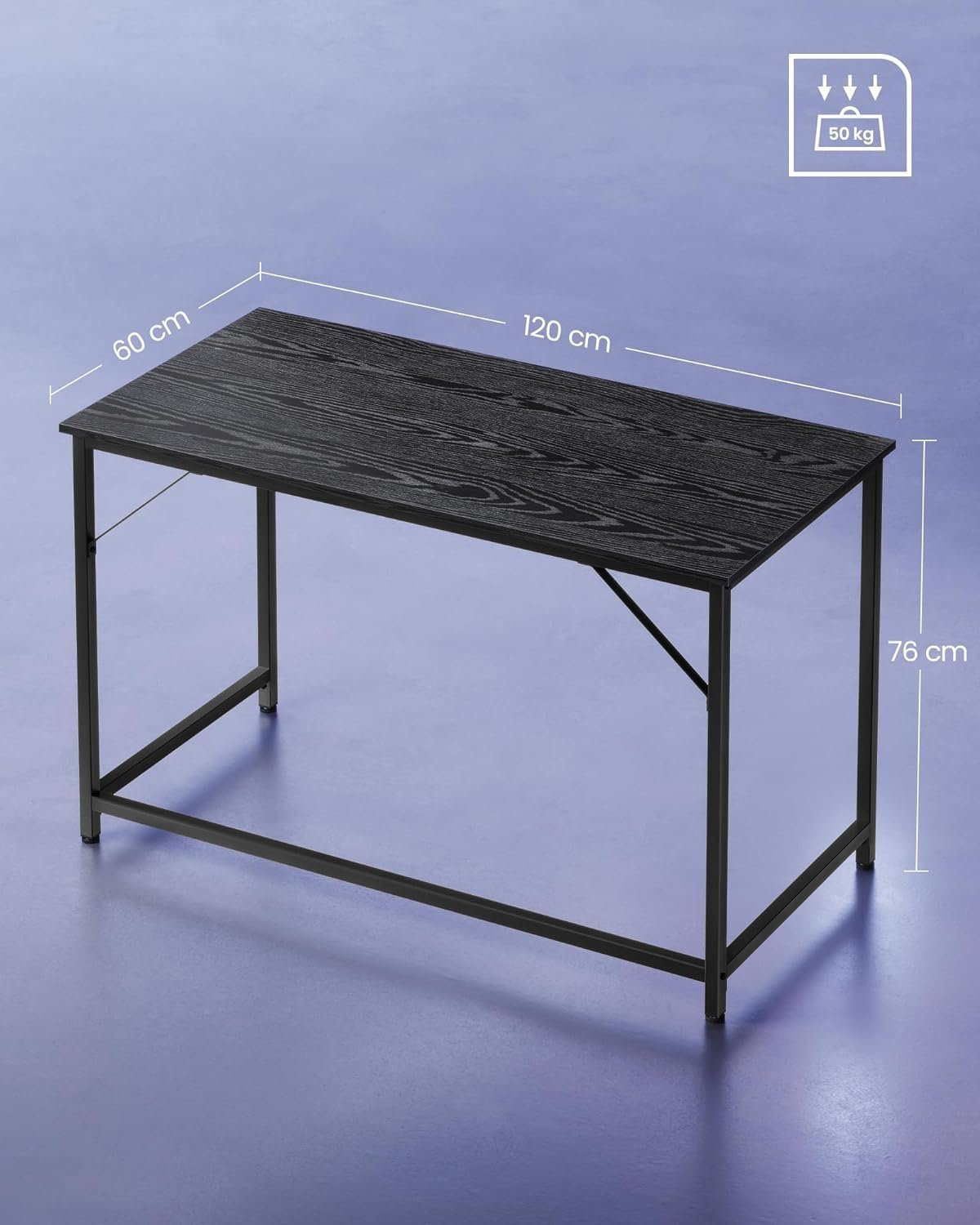 vasagle birou calculator cu blat din pal, cadru metalic, stil industrial, 120x60x75 cm, negru 2 VASAGLE Birou calculator cu blat din PAL, cadru metalic, stil industrial, 120x60x75 cm, negru - imagine 2