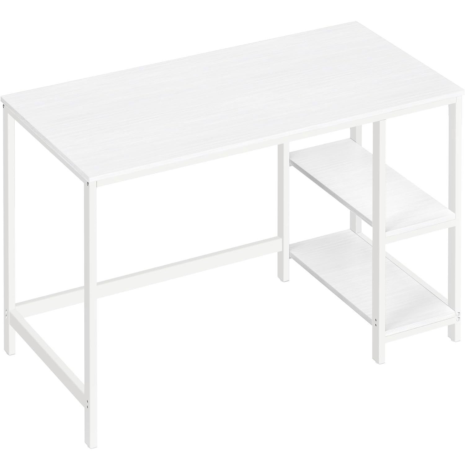 vasagle birou cu 2 rafturi stanga sau dreapta, stil industrial, 60x120x76 cm, alb 1 VASAGLE Birou cu 2 rafturi stanga sau dreapta, stil industrial, 60x120x76 cm, alb