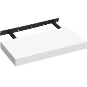 VASAGLE Raft de perete suspendat plutitor, MDF, sistem montare inclus, 40x20x4cm, alb