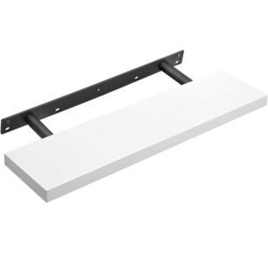 VASAGLE Raft de perete suspendat plutitor, MDF, sistem montare inclus, 80x20x4cm, alb