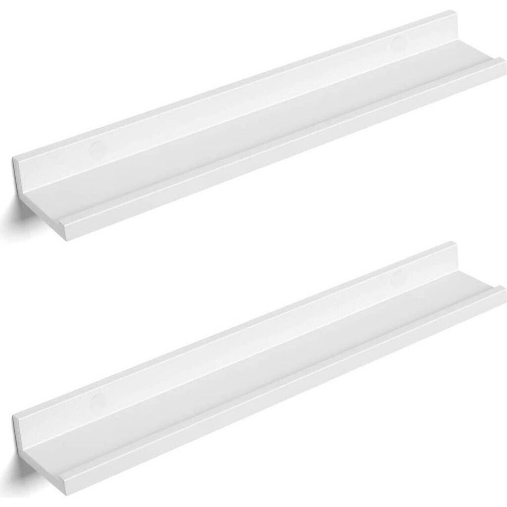 songmics set 2 rafturi plutitoare suspendate perete cu finisaj lucios, mdf, 60x10x5 cm, alb 1 SONGMICS Set 2 rafturi plutitoare suspendate perete cu finisaj lucios, MDF, 60x10x5 cm, alb