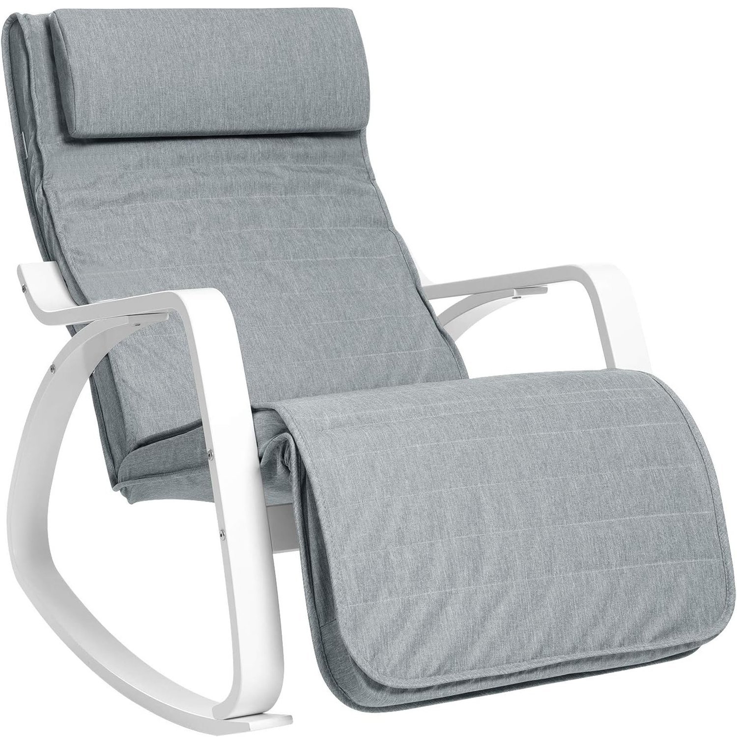 songmics scaun balansoar din lemn, suport picioare reglabil, maxim 150kg, 67x122x84cm, gri deschis 1 SONGMICS Scaun balansoar din lemn, suport picioare reglabil, maxim 150kg, 67x122x84cm, gri deschis