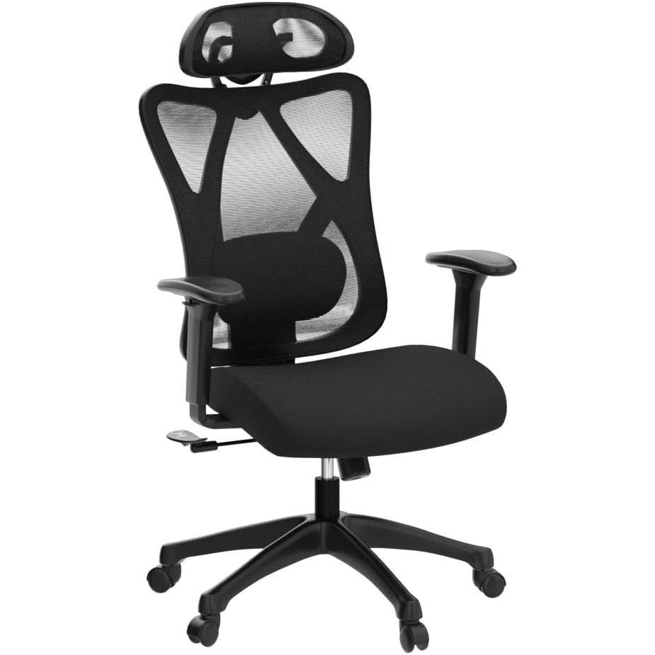 songmics scaun de birou ergonomic reglabil cu suport lombar si tetiera, maxim 120 kg, 70x70x125 cm, negru 1 SONGMICS Scaun de birou ergonomic reglabil cu suport lombar si tetiera, maxim 120 kg, 70x70x125 cm, negru