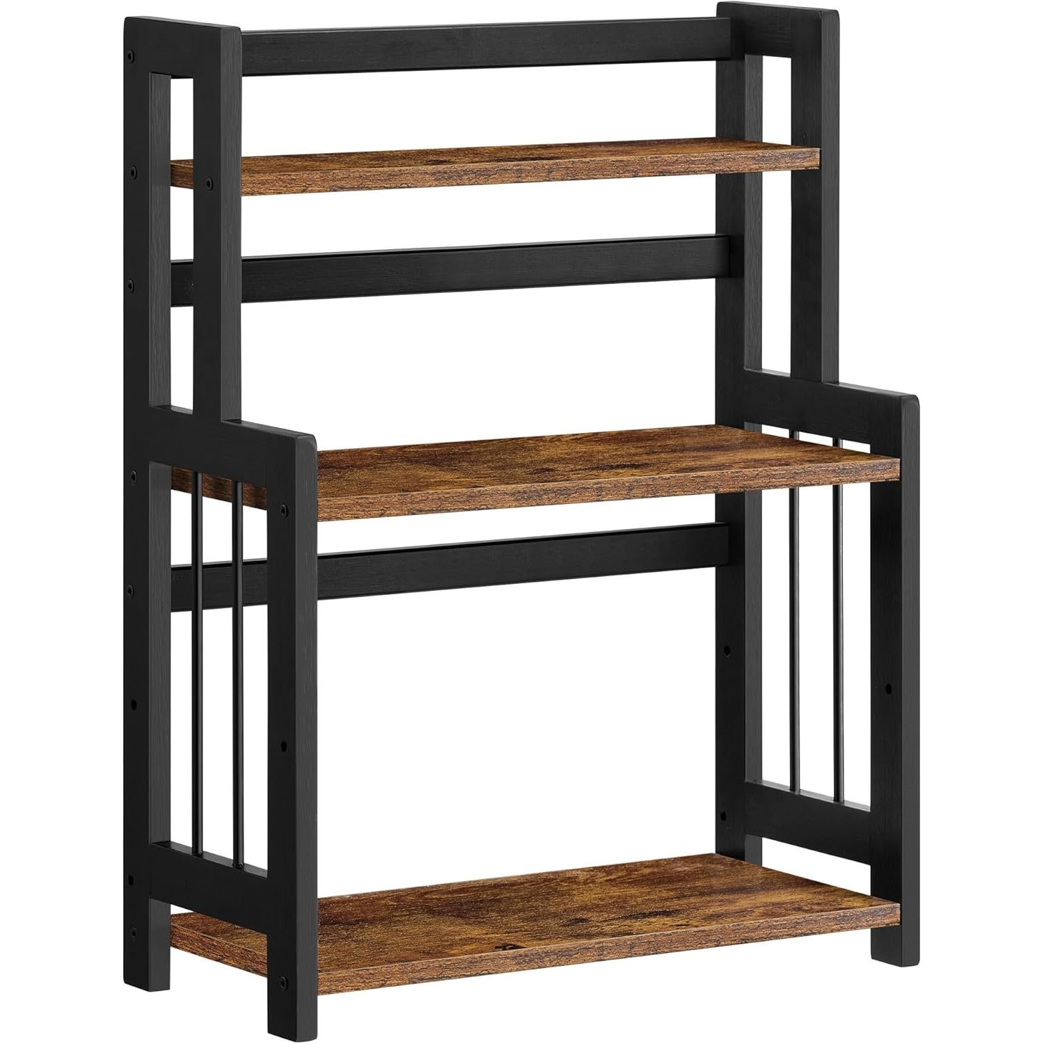 SONGMICS Etajera condimente 3 niveluri, raft bucatarie din bambus si PAL, 41x18x53 cm, maro rustic