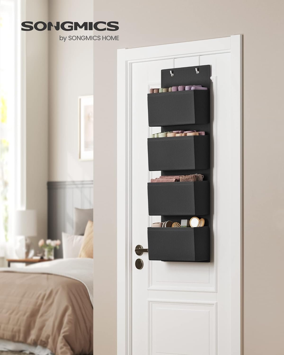 SONGMICS Organizator de depozitare pentru usa sau dulap, 4 buzunare, 12x34x100cm, negru 3 SONGMICS Organizator de depozitare pentru usa sau dulap, 4 buzunare, 12x34x100cm, negru - imagine 3