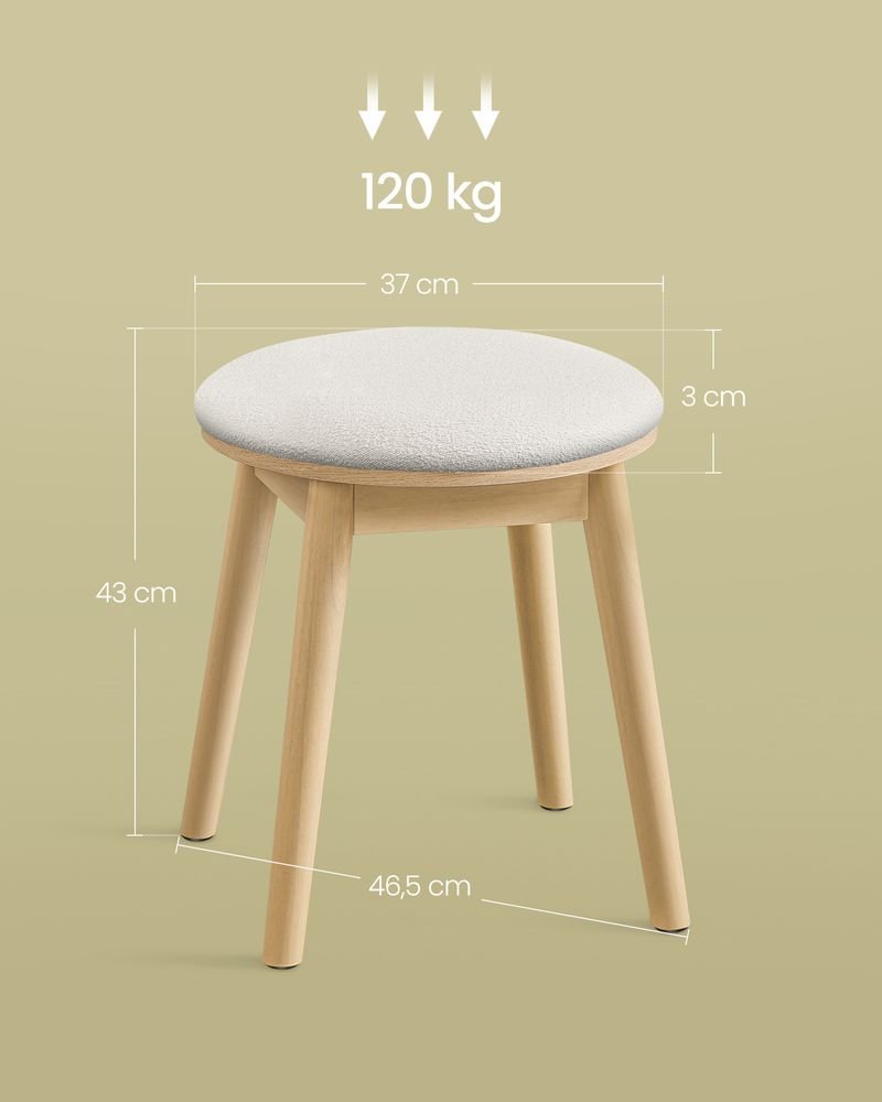 songmics taburet rotund boho cu picioare din lemn si sezut moale, 37x37x43 cm, alb crem 3 SONGMICS Taburet rotund boho cu picioare din lemn si sezut moale, 37x37x43 cm, alb crem - imagine 3