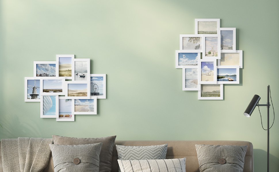 SONGMICS Rama foto de perete din MDF, colaj de 10 fotografii, 60x49cm, alb 2 SONGMICS Rama foto de perete din MDF, colaj de 10 fotografii, 60x49cm, alb - imagine 2