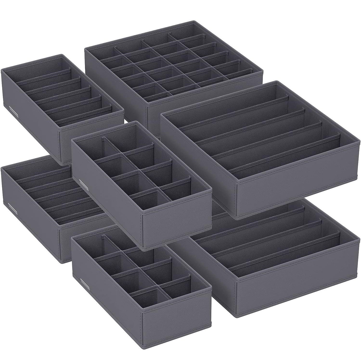 SONGMICS Organizatoare dulap sau sertar, set 8 cutii de depozitare a lenjeriei de corp, pliabile, 64x48x10cm, gri 1 SONGMICS Organizatoare dulap sau sertar, set 8 cutii de depozitare a lenjeriei de corp, pliabile, 64x48x10cm, gri