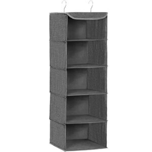 SONGMICS Raft suspendat organizator pentru dulapuri, pliabil, textil, 30x30x90cm, gri