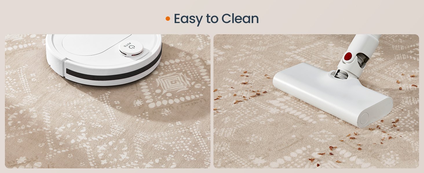 SONGMICS Covor decorativ antiderapant, stil boho, lavabil la masina, 80×150 cm, bej cappuccino 2 SONGMICS Covor decorativ antiderapant, stil boho, lavabil la masina, 80×150 cm, bej cappuccino - imagine 2