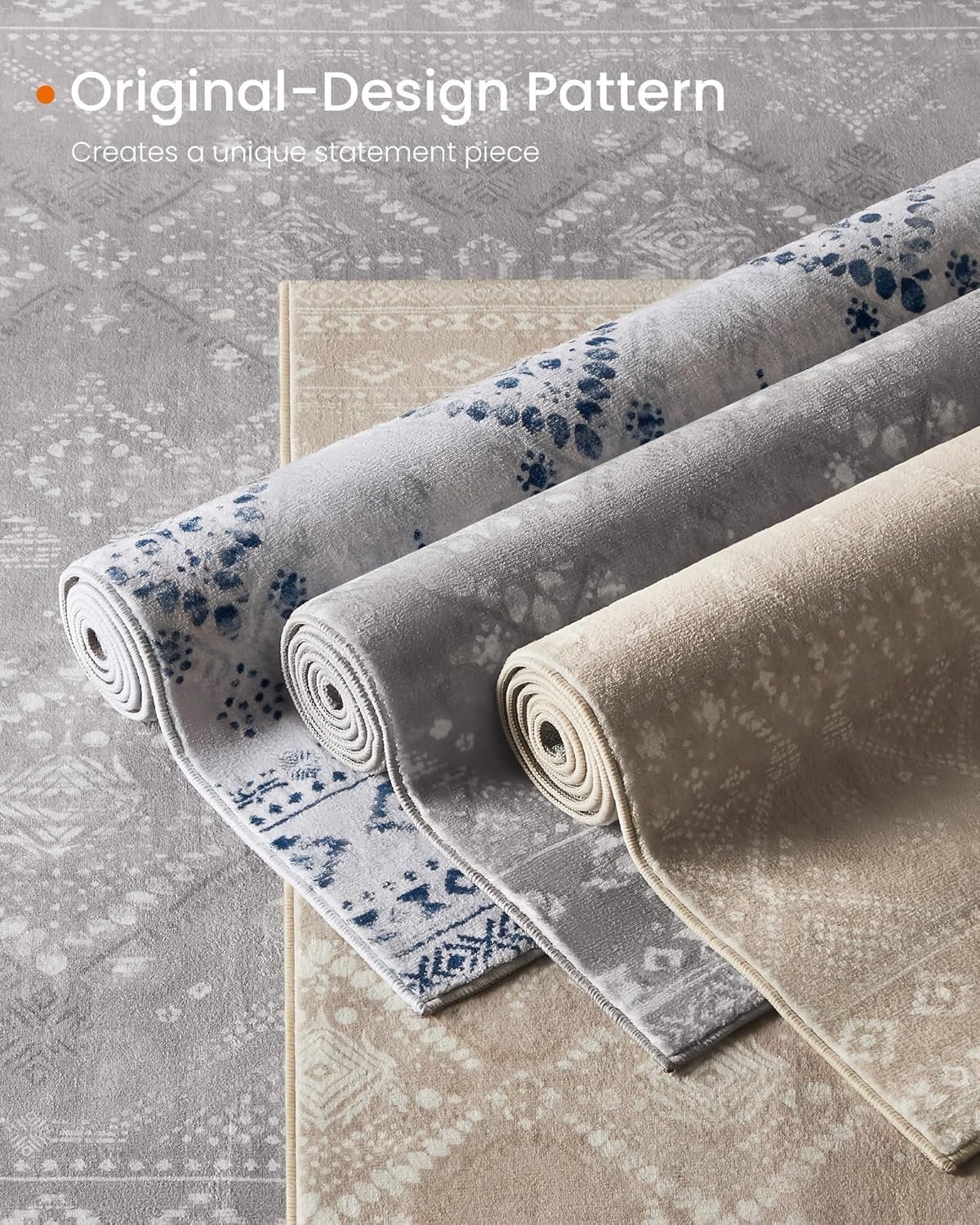songmics covor decorativ antiderapant, stil boho, lavabil la masina, 120×170 cm, gri 4 SONGMICS Covor decorativ antiderapant, stil boho, lavabil la masina, 120×170 cm, gri - imagine 4