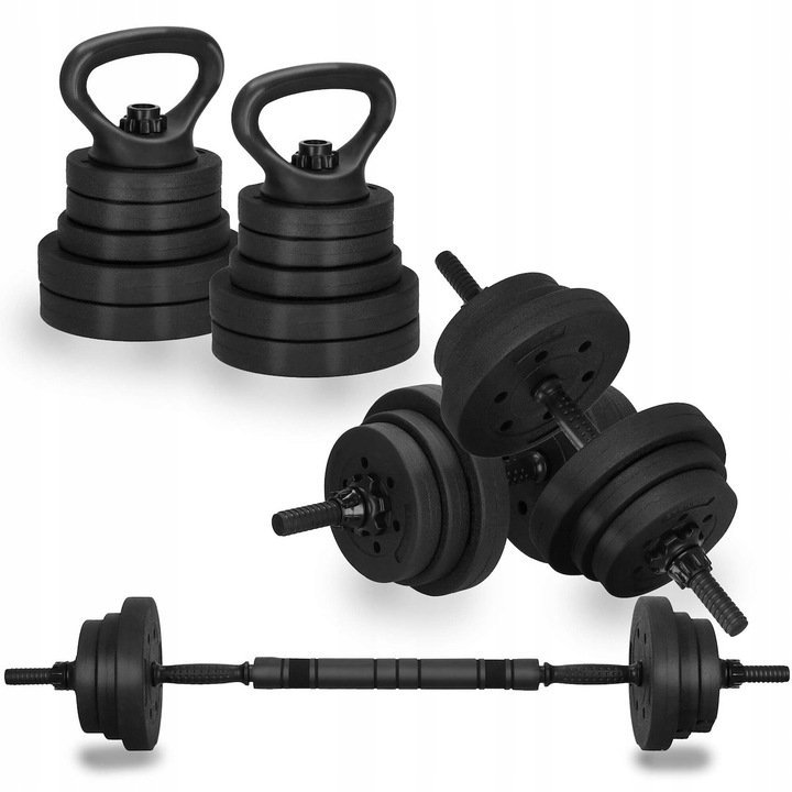 Set de greutati multifunctionale transformabil in gantere, kettlebell, haltera, total 40 kg