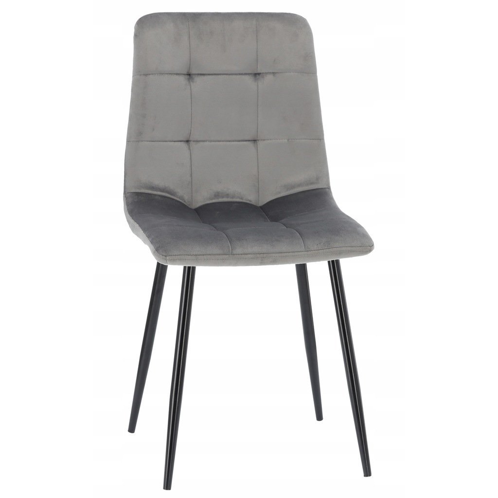 Scaun living tapitat cu catifea, spatar matlasat, 44x54x89 cm, gri