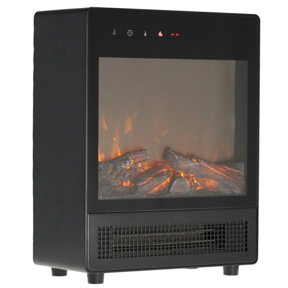 Semineu electric cu efect de flacara, 2000W, 2 trepte, termostat, 29x16x39 cm, negru