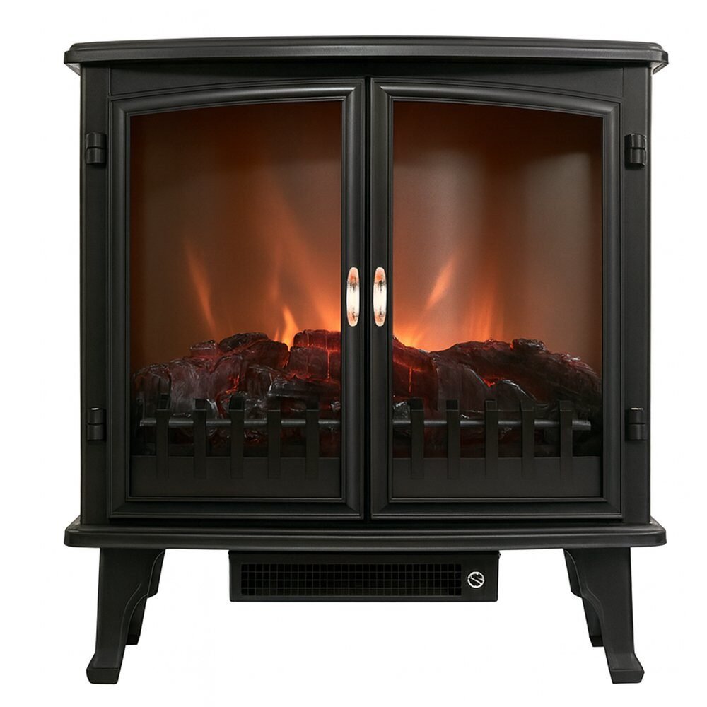 Semineu electric cu efect de flacara, 1800W, 2 trepte, ventilator incorporat, 63x35x70 cm, negru