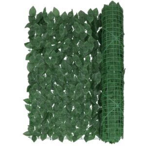 Panou paravan cu frunze artificiale pentru gard sau balcon, 100x300cm, verde inchis