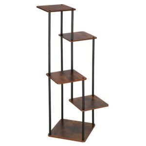 Suport pentru flori, 106×58 cm, negru/maro deschis – 5 rafturi, structura metalica, design modern