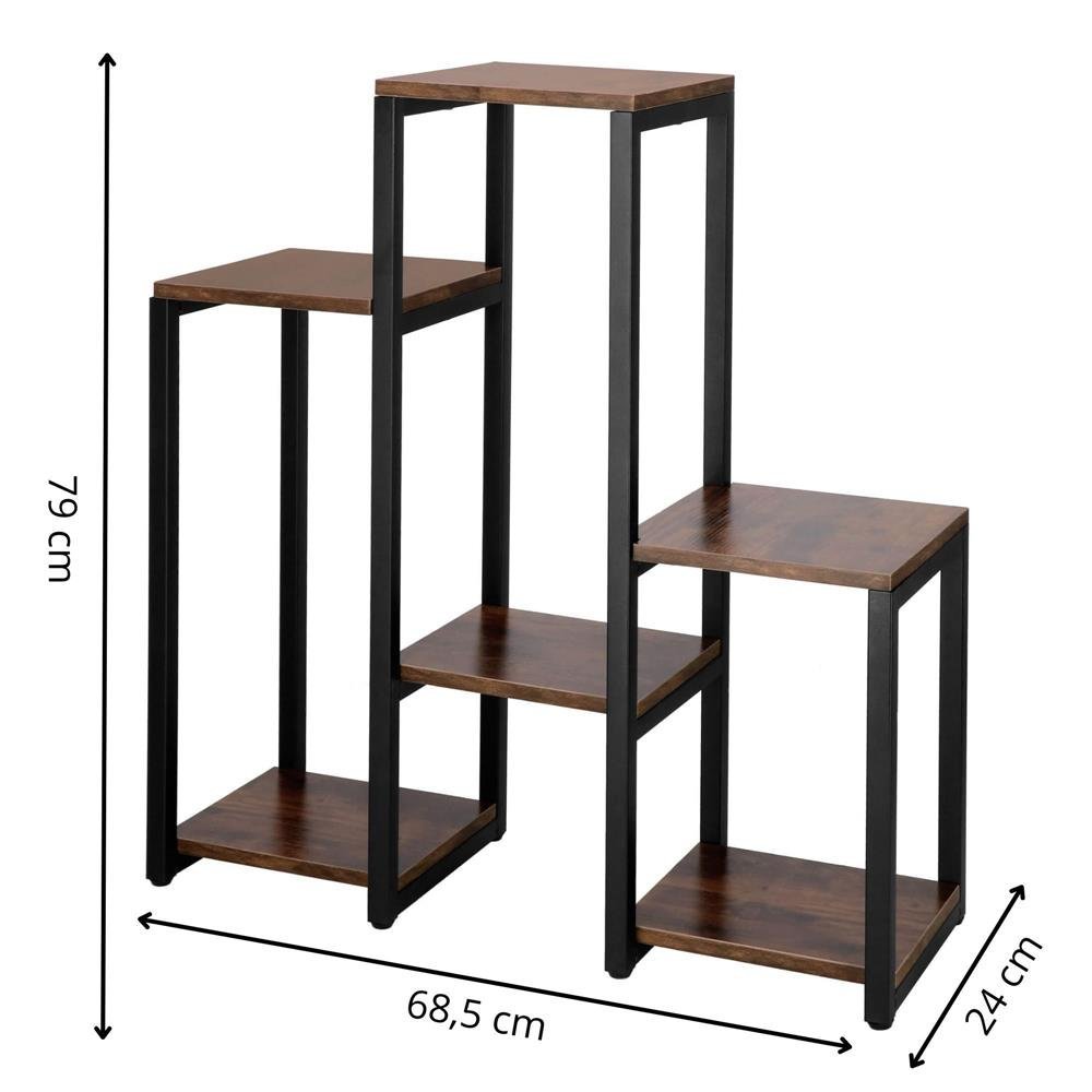Suport pentru flori, 79x69x24 cm, negru/maro inchis – 6 rafturi, cadru metalic, design modern 2 Suport pentru flori, 79x69x24 cm, negru/maro inchis – 6 rafturi, cadru metalic, design modern - imagine 2