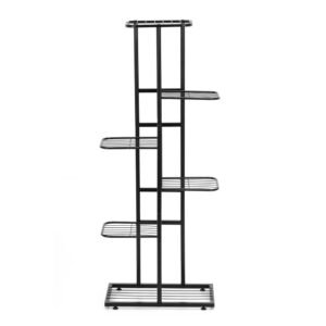 Suport pentru flori, metalic, cu 6 polite, structura verticala, 41x22x106 cm, negru