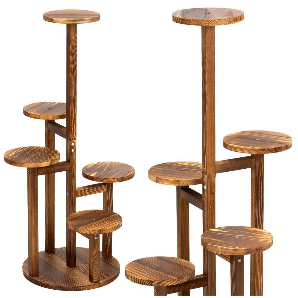 suport pentru flori, din lemn si mdf, 6 niveluri pentru ghivece, 48x48x87 cm, maro 2 Suport pentru flori, din lemn si MDF, 6 niveluri pentru ghivece, 48x48x87 cm, maro - imagine 2