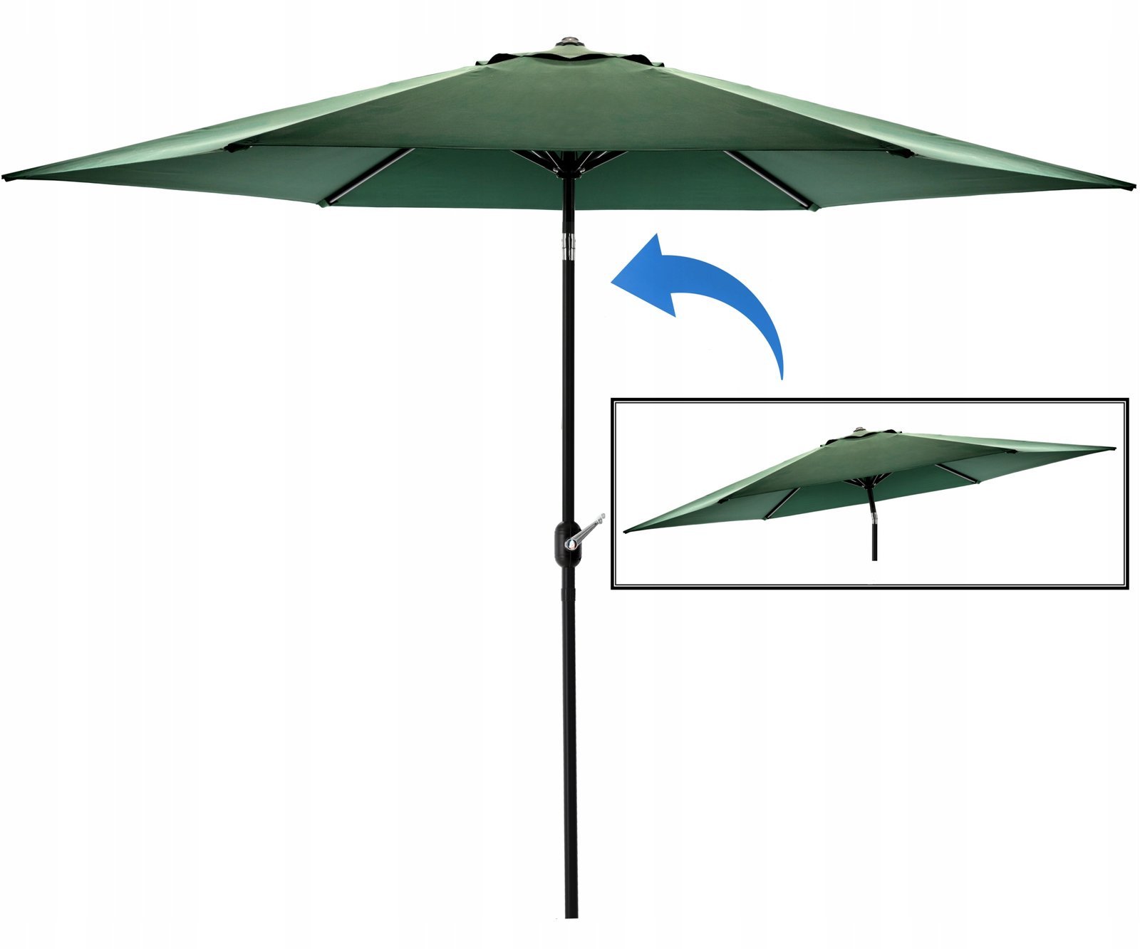 umbrela terasa gradina, cu inclinare si husa, 300cm, verde 4 Umbrela terasa gradina, cu inclinare si husa, 300cm, Verde - imagine 4