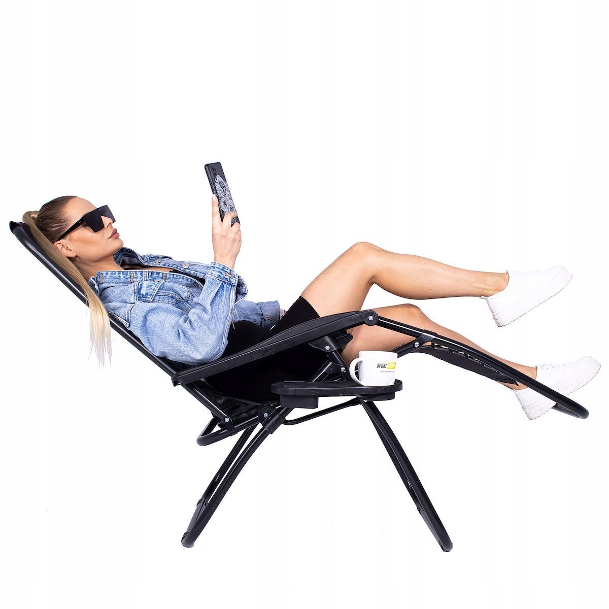 sezlong scaun pliant plaja sau gradina, siesta, gravitatie zero, cu tetiera, 175x67x110 cm, negru 2 Sezlong scaun pliant plaja sau gradina, Siesta, gravitatie zero, cu tetiera, 175x67x110 cm, negru - imagine 2