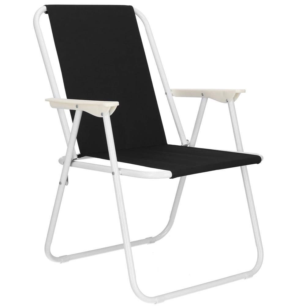 Scaun de plaja Sersimo, pliabil, 100kg, 52x73cm, negru alb