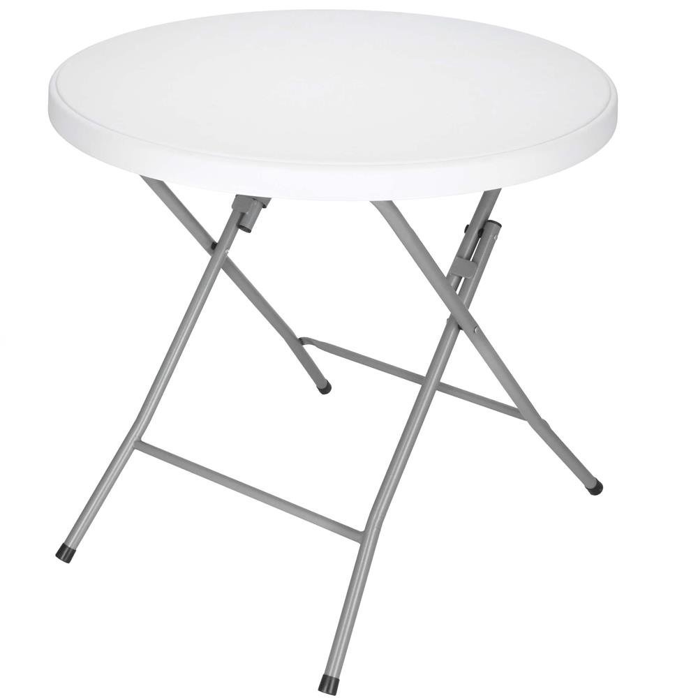Masa pliabila rotunda pentru gradina sau catering 75×80 cm, HDPE si metal, alb