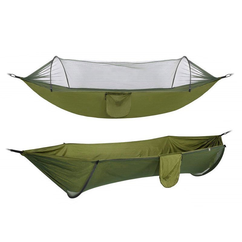 hamac sersimo dublu din material parasuta 140x260cm, cu plasa de tantari, verde 2 Hamac Sersimo dublu din material parasuta 140x260cm, cu plasa de tantari, verde - imagine 2
