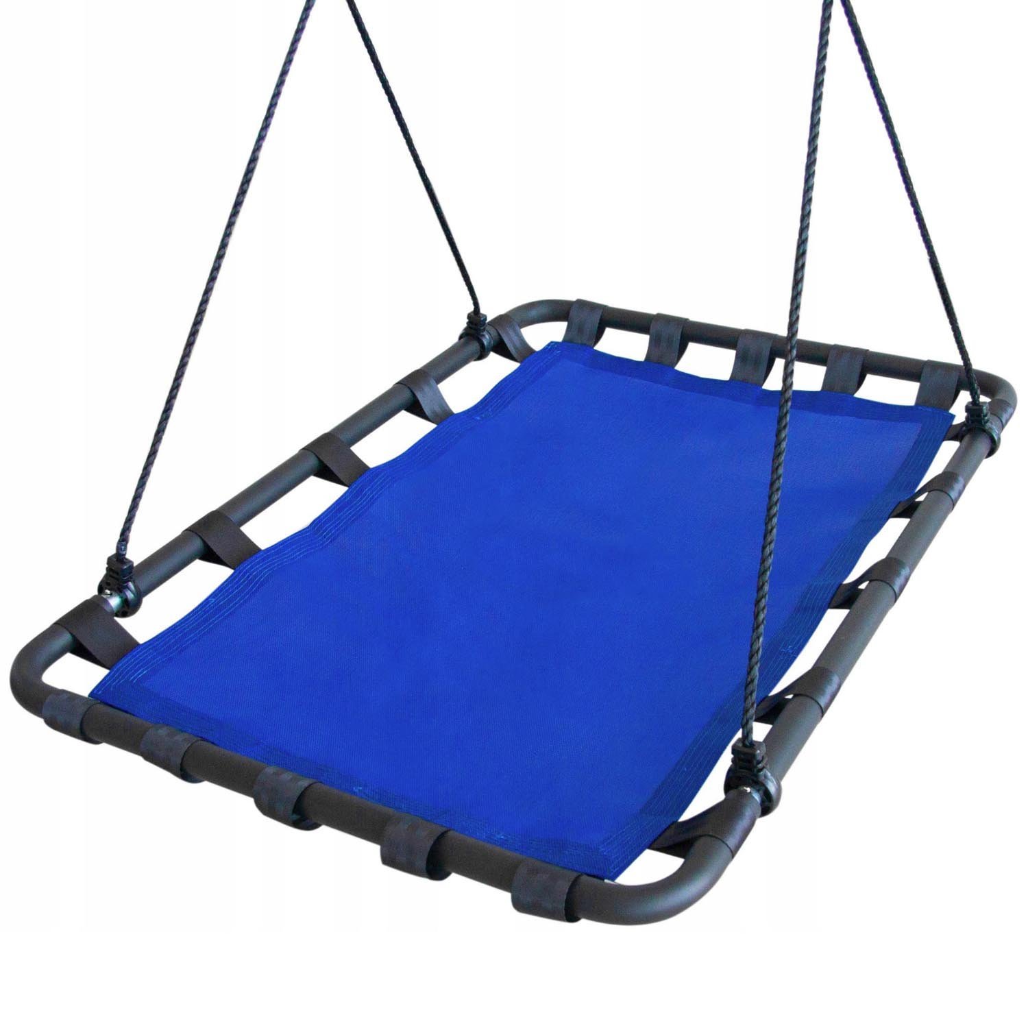 Leagan tip hamac 120×80 cm, cu rama metalica si prindere dubla, pentru gradina sau terasa, albastru