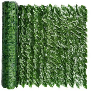 Panou paravan cu frunze artificiale pentru gard sau balcon, 100x500cm, verde