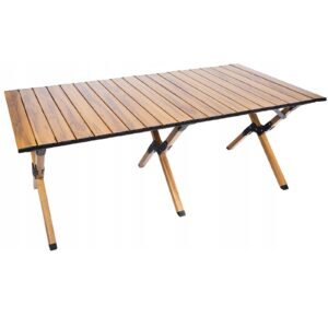 Masa pentru camping cu sistem de pliere rapida, cadru metalic otel, 118x60x45cm, maro