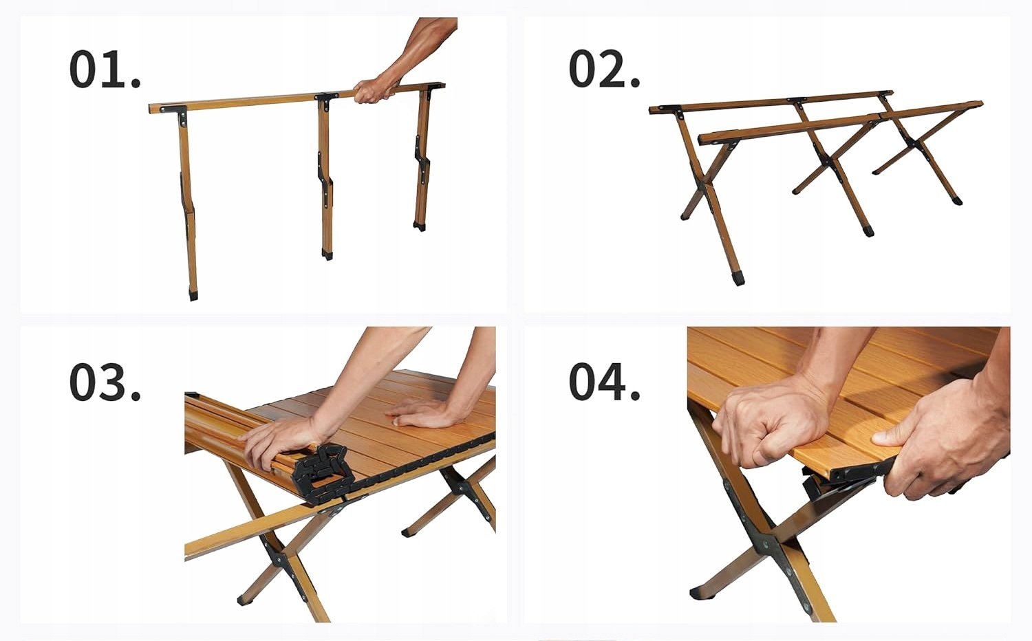 Masa pentru camping cu sistem de pliere rapida, cadru metalic otel, 118x60x45cm, maro 4 Masa pentru camping cu sistem de pliere rapida, cadru metalic otel, 118x60x45cm, maro - imagine 4