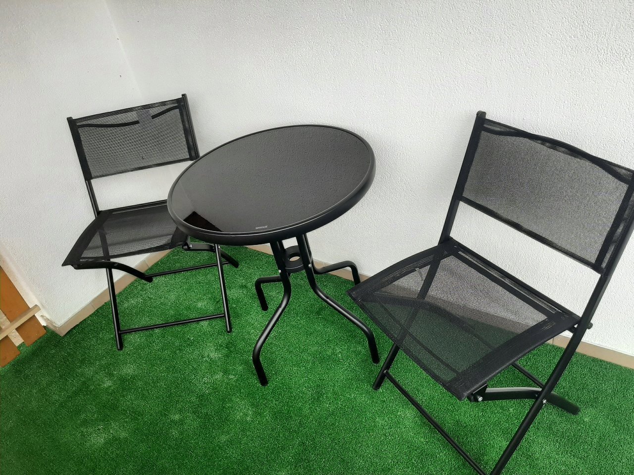 set mobilier gradina sersimo oneiro, 2 scaune pliabile, 1 masa, negru 2 Set mobilier gradina Sersimo Oneiro, 2 scaune pliabile, 1 masa, negru - imagine 2