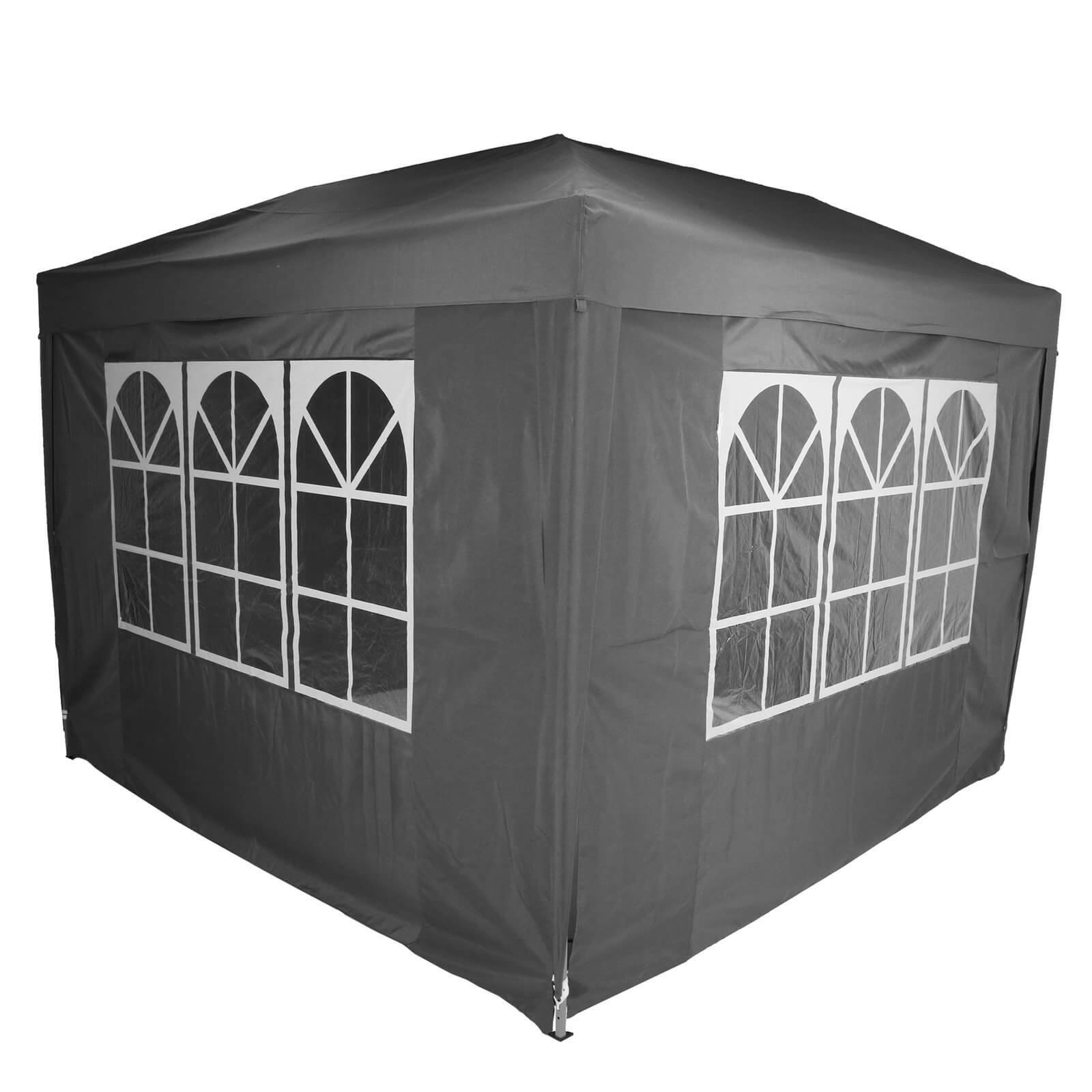 Cort pavilion de gradina pliabil automat pop-up, impermeabil, cu 4 pereti laterali, 300x300cm, gri