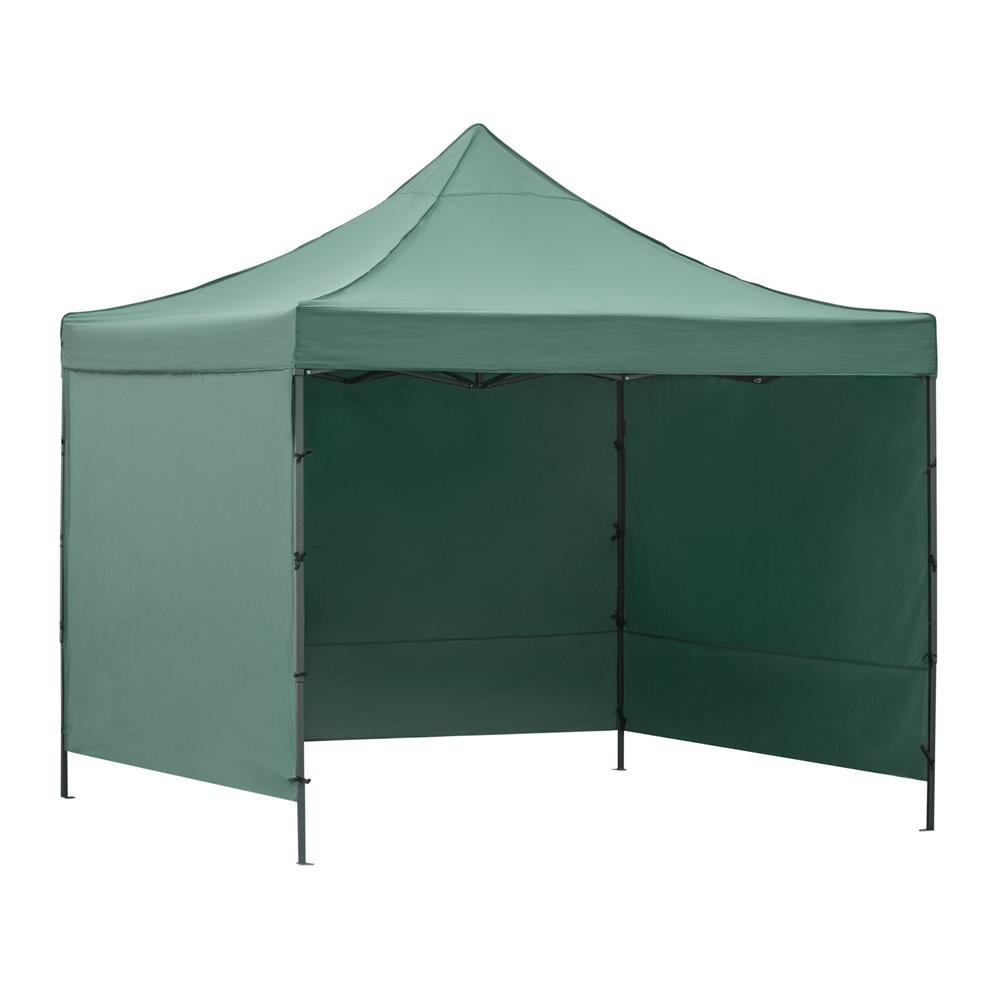 Pavilion pliabil gradina 3×3 m cu acoperis impermeabil si 3 pereti laterali, structura metalica, inaltime reglabila, verde